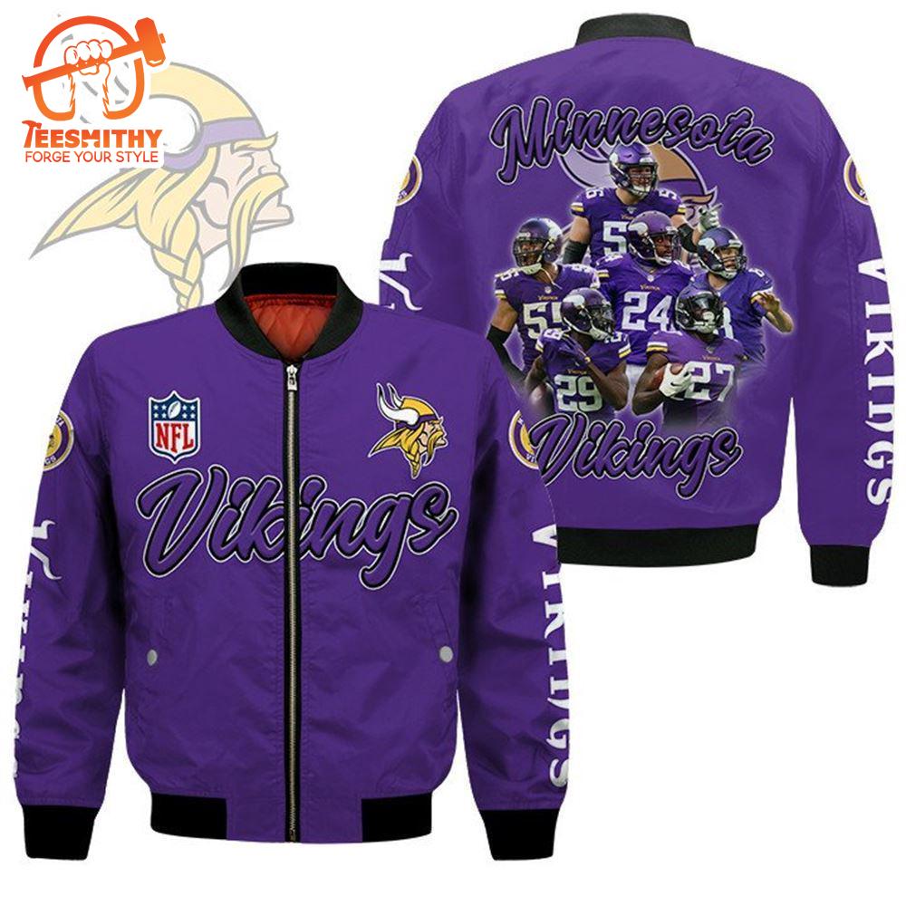 Minnesota Vikings Players Nfl Bomber Jacket  Gift For Fans