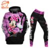 Minnie Mouse Text Print Hoodie And Leggings Set