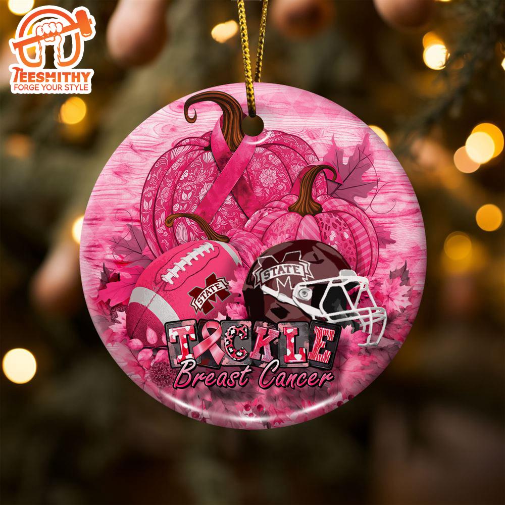 Mississippi State Bulldogs  Breast Cancer And Sport Team Ceramic Ornament – Breast Cancer Ornament