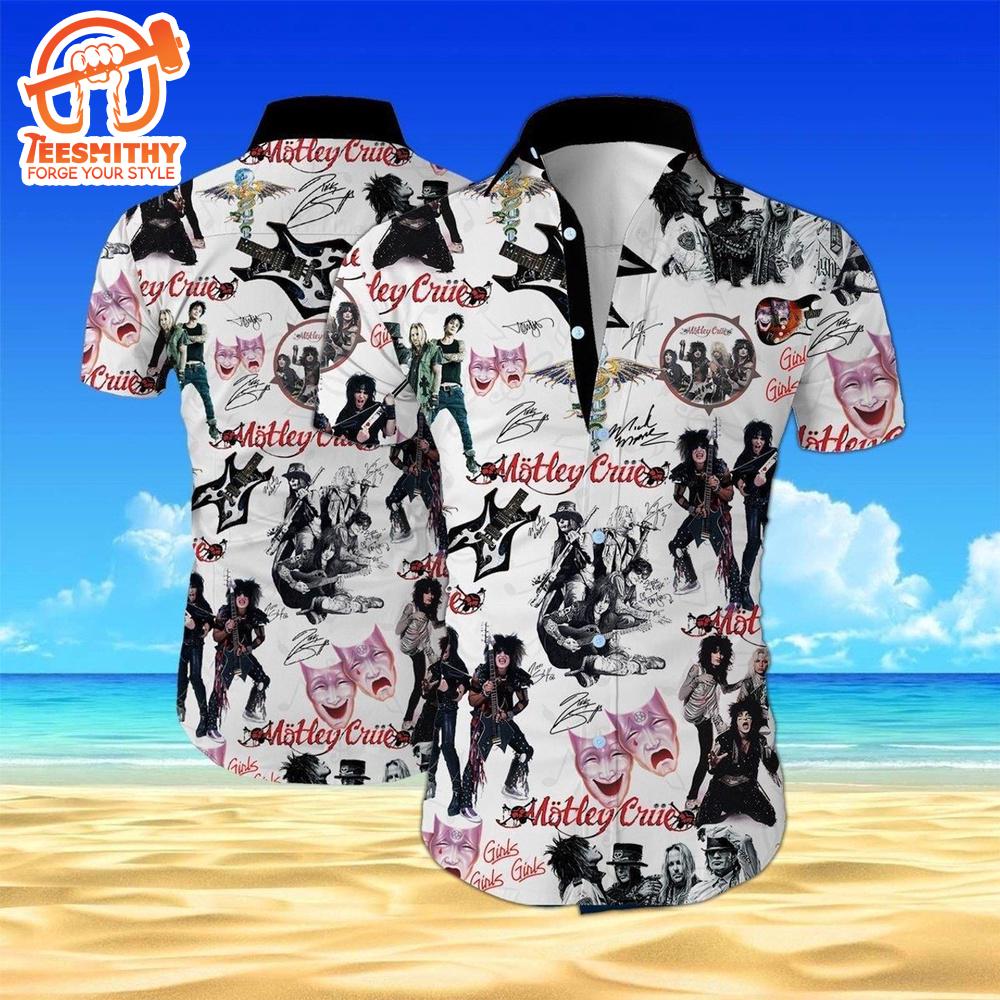 Motley Crue Band All Over Printed Short Sleeve Aloha Shirt