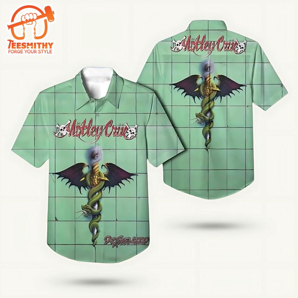 Motley Crue Music Green Short Sleeve Aloha Shirt