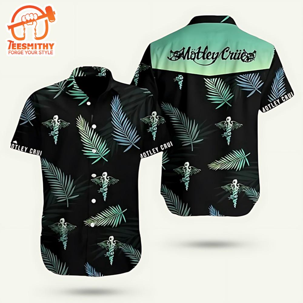 Motley Crue Rock Band Tropical Flower Short Sleeve Aloha Shirt