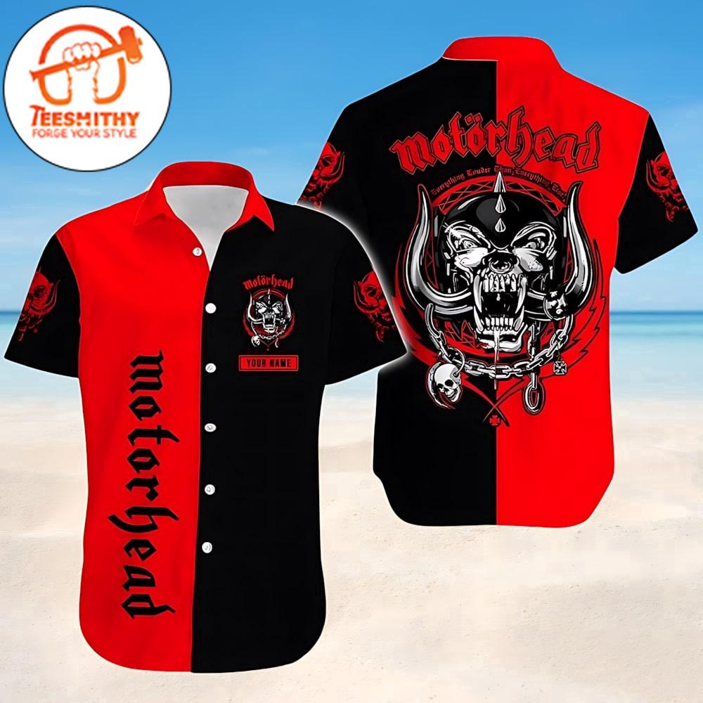 Motorhead Red & Black Classic War Pig Hawaiian Button Up Shirts