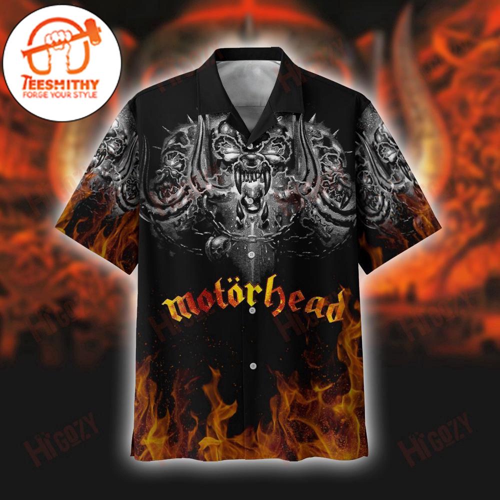 Motorhead Red Fire Hawaiian Aloha Shirt