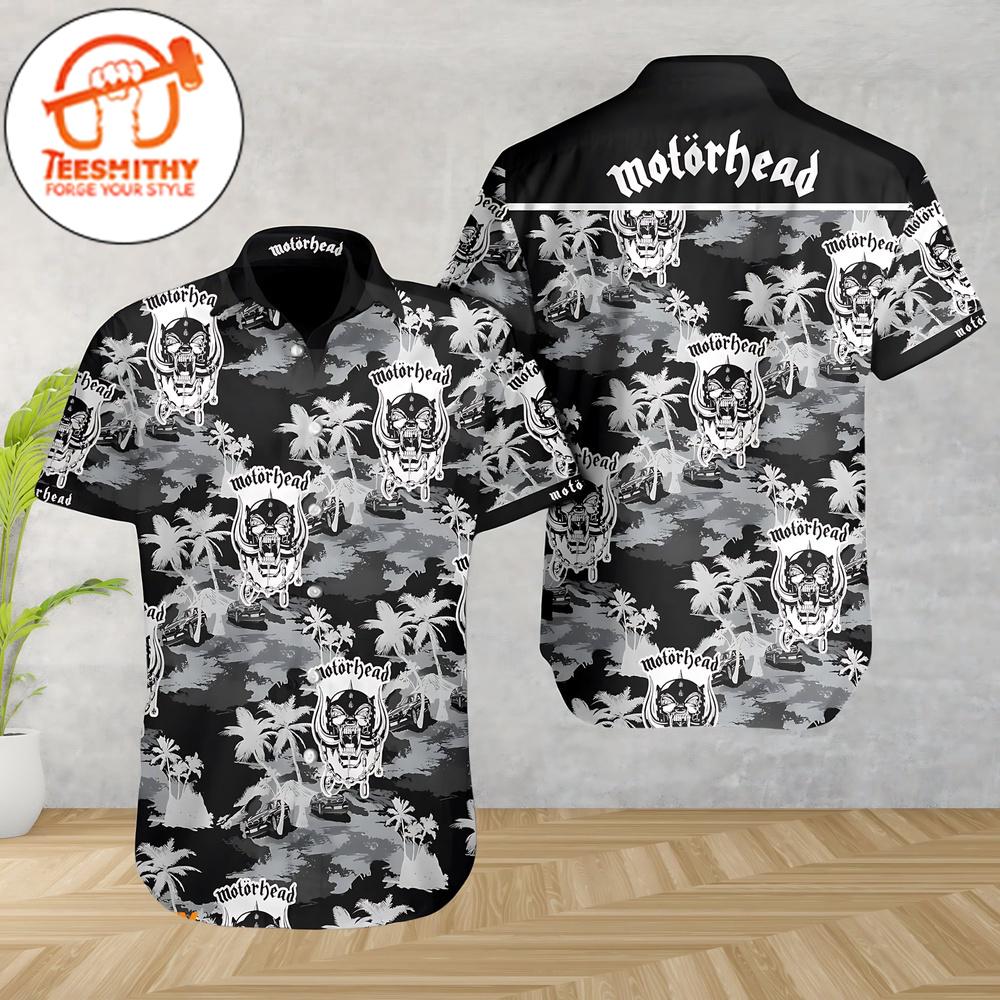 Motorhead Rock Band Camo Skull Hawaiian Button Up Shirts