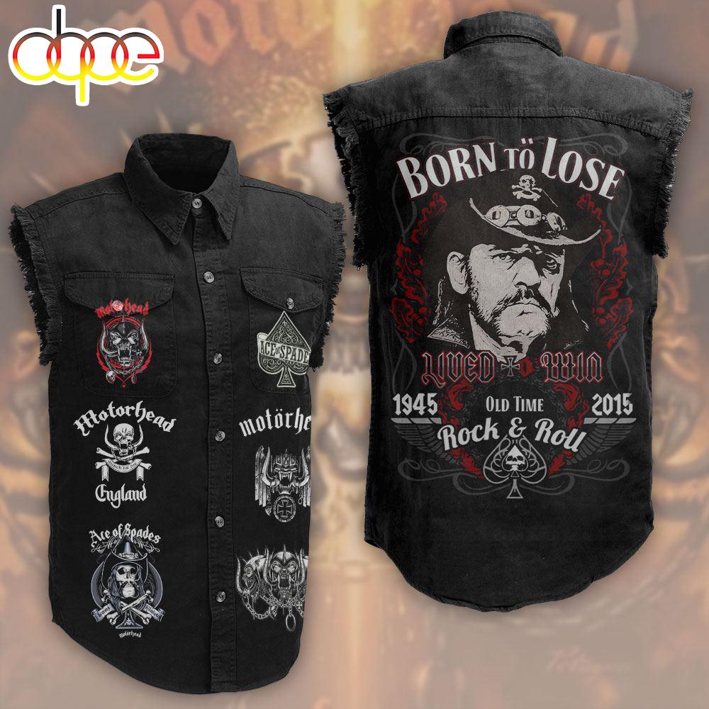 Mot?rhead Band x Lemmy Kilmister 3D Lightweight Sleeveless Denim Shirt