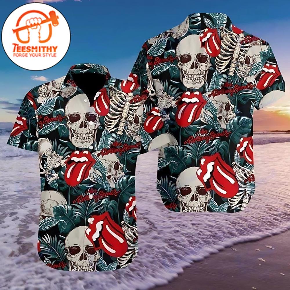 Music Skull The Rolling Stone Hawaiian Button Up Shirts