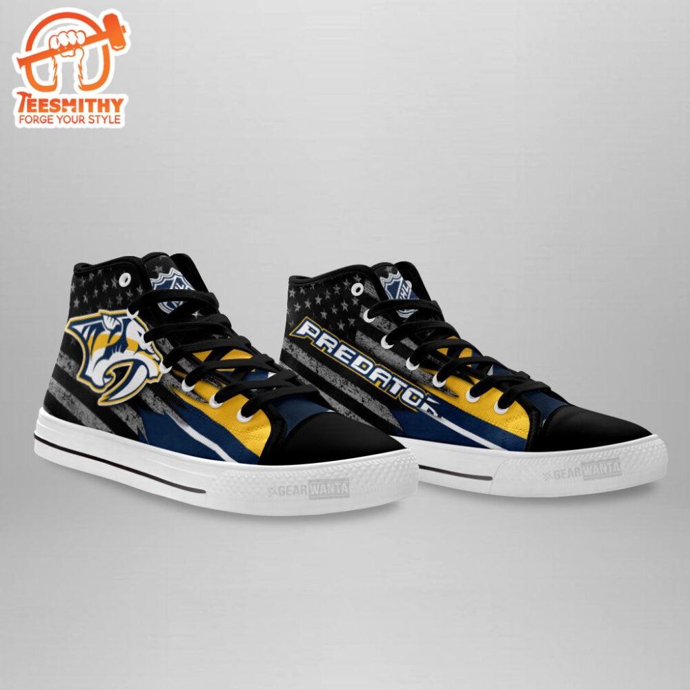 Nashville Predators High Top Shoes Custom American Flag Sneakers