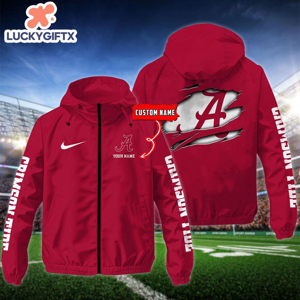 NCAA Alabama Crimson Tide Football Windbreaker Outdoor Jacket – Custom Name