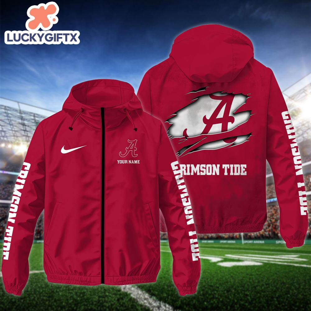 NCAA Alabama Crimson TideCustom Name Windbreaker Outdoor Jacket For Fans