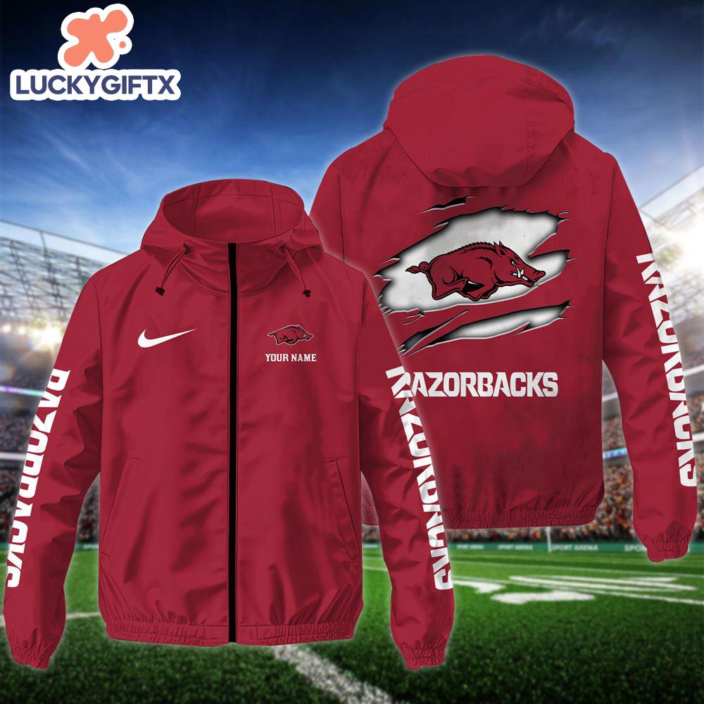 NCAA Arkansas RazorbacksCustom Name Windbreaker Outdoor Jacket For Fans