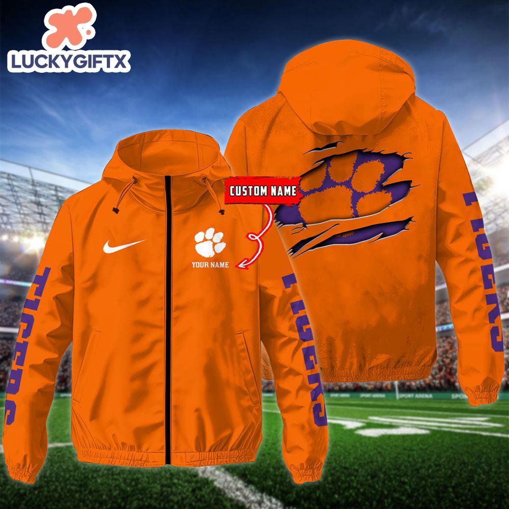 NCAA Clemson Tigers Football Windbreaker Outdoor Jacket – Custom Name