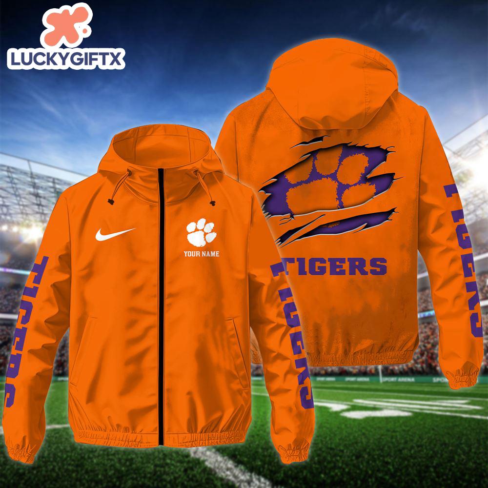 NCAA Clemson TigersCustom Name Windbreaker Outdoor Jacket For Fans