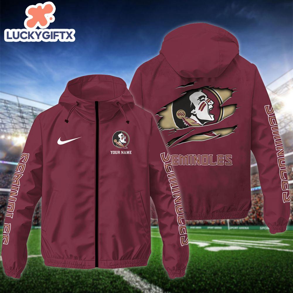 NCAA Florida State SeminolesCustom Name Windbreaker Outdoor Jacket For Fans