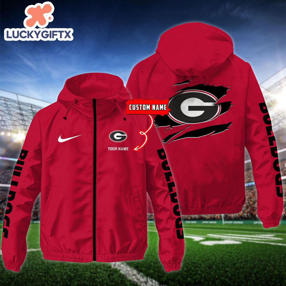 NCAA Georgia Bulldogs Football Windbreaker Outdoor Jacket – Custom Name