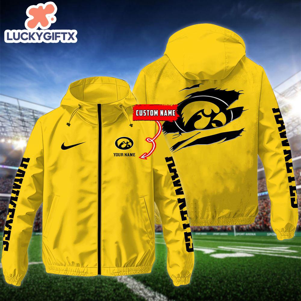 NCAA Iowa Hawkeyes Football Windbreaker Outdoor Jacket – Custom Name