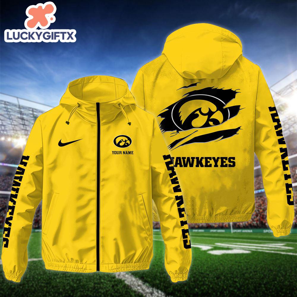 NCAA Iowa HawkeyesCustom Name Windbreaker Outdoor Jacket For Fans