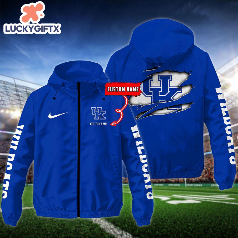 NCAA Kentucky Wildcats Football Windbreaker Outdoor Jacket – Custom Name