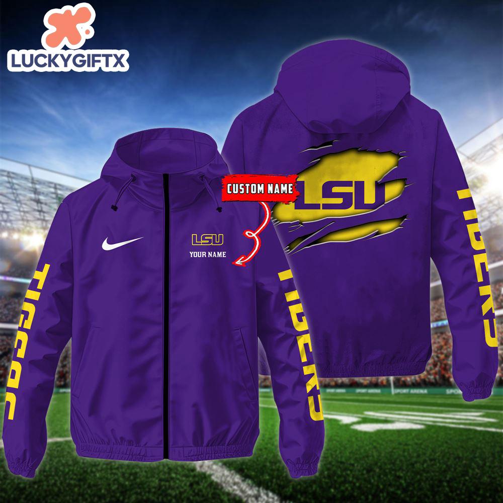 NCAA LSU Tigers Football Windbreaker Outdoor Jacket – Custom Name