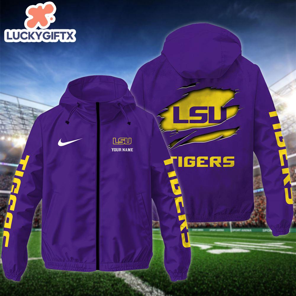 NCAA LSU TigersCustom Name Windbreaker Outdoor Jacket For Fans