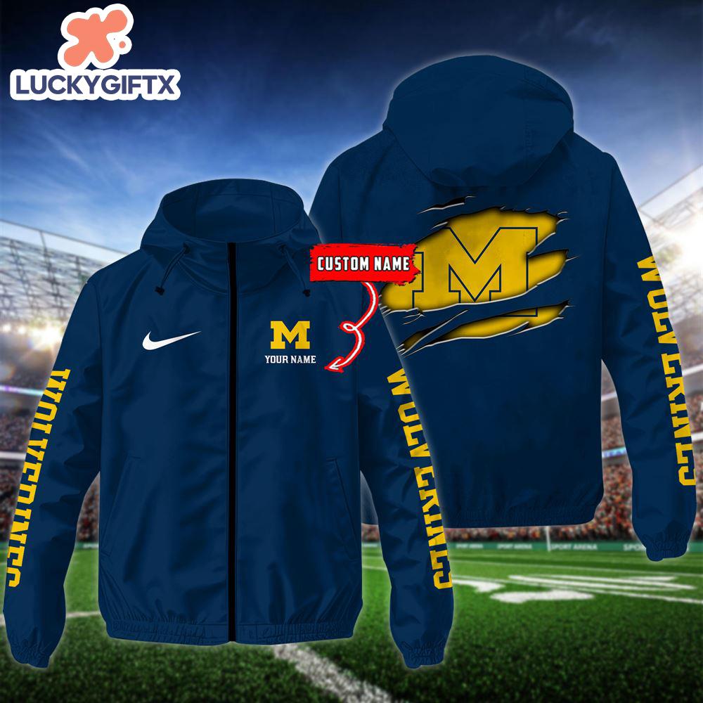 NCAA Michigan Wolverines Football Windbreaker Outdoor Jacket – Custom Name