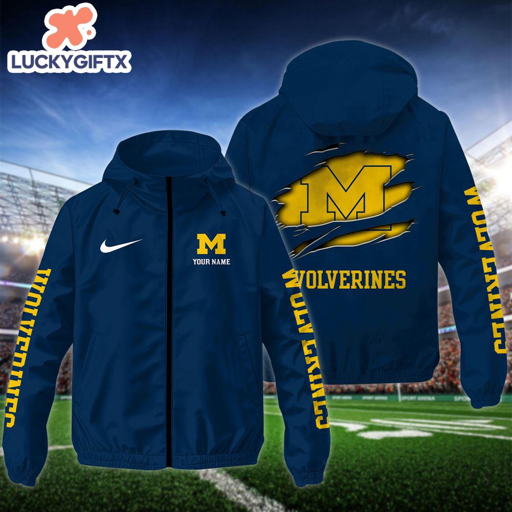 NCAA Michigan WolverinesCustom Name Windbreaker Outdoor Jacket For Fans