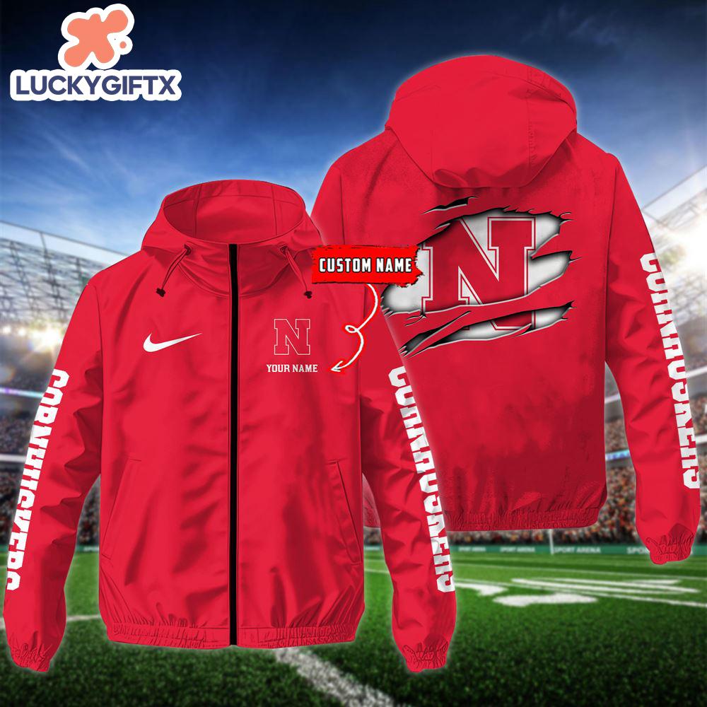 NCAA Nebraska Cornhuskers Football Windbreaker Outdoor Jacket – Custom Name