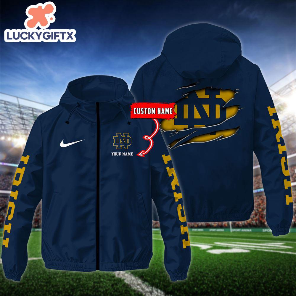 NCAA Notre Dame Fighting Irish Football Windbreaker Outdoor Jacket – Custom Name