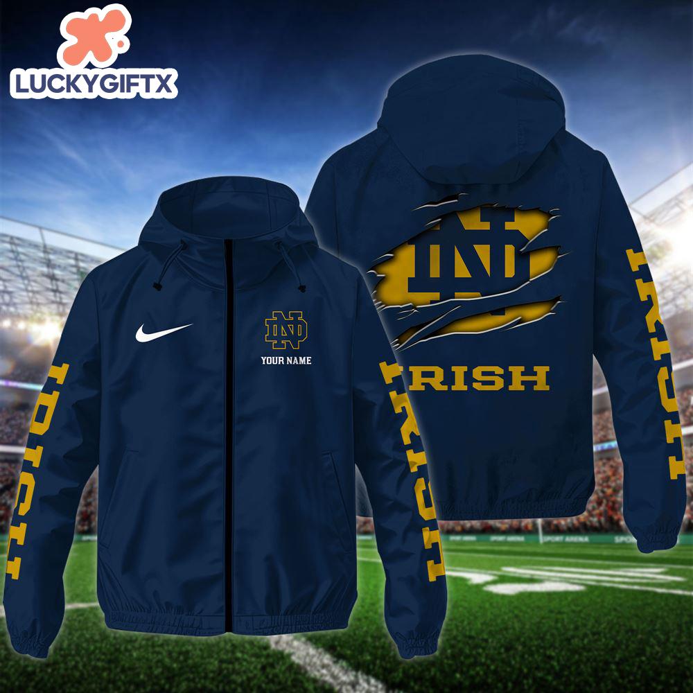 NCAA Notre Dame Fighting IrishCustom Name Windbreaker Outdoor Jacket For Fans