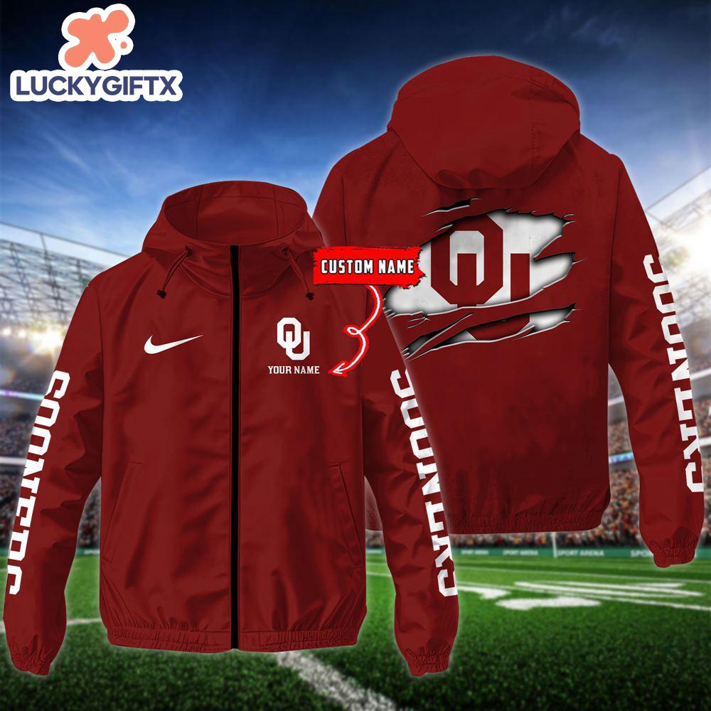 NCAA Oklahoma Sooners Football Windbreaker Outdoor Jacket – Custom Name