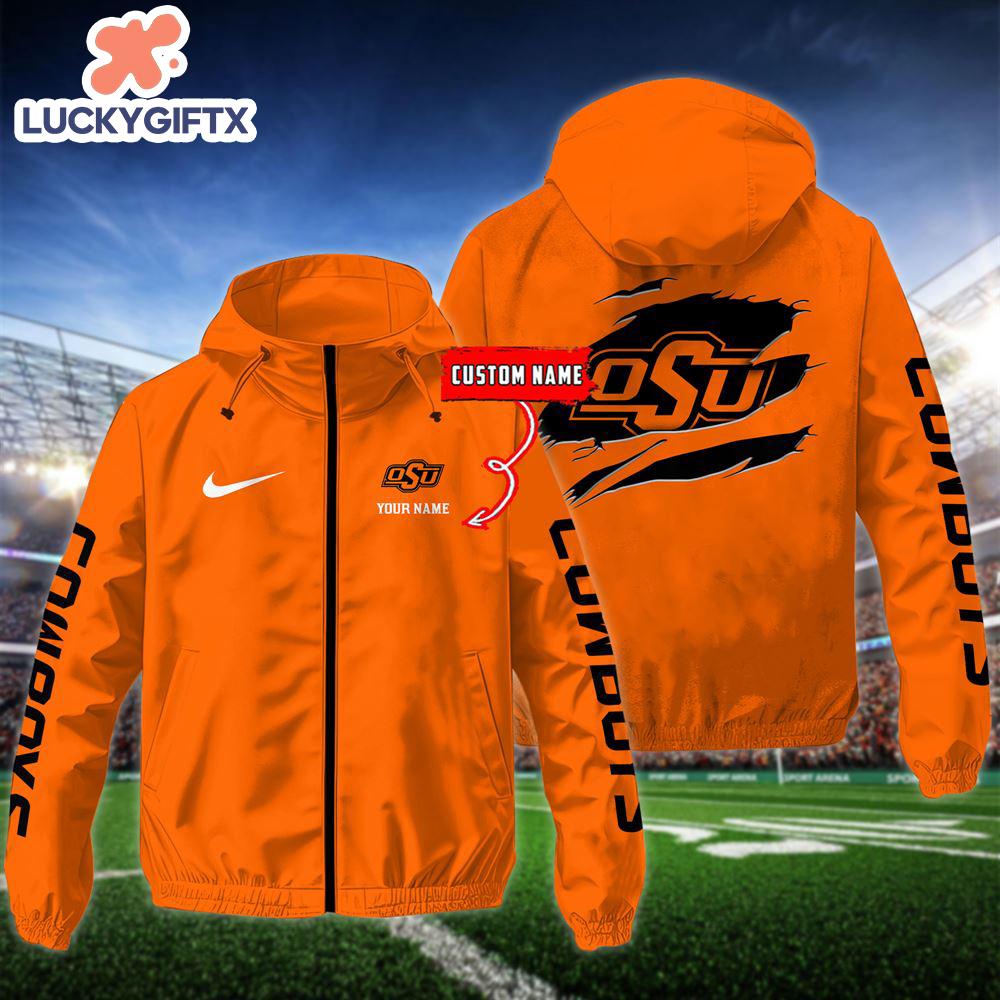 NCAA Oklahoma State Cowboys Football Windbreaker Outdoor Jacket – Custom Name