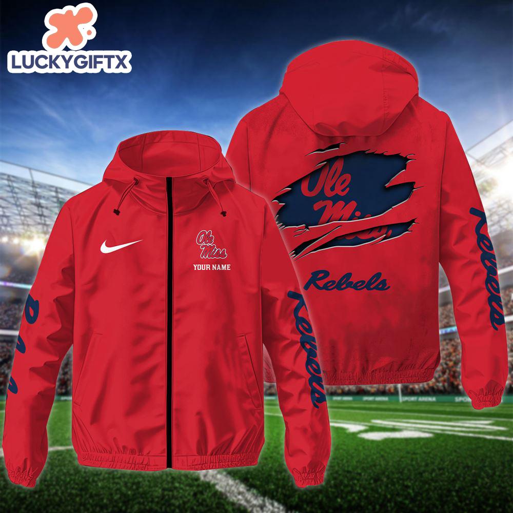 NCAA Ole Miss RebelsCustom Name Windbreaker Outdoor Jacket For Fans