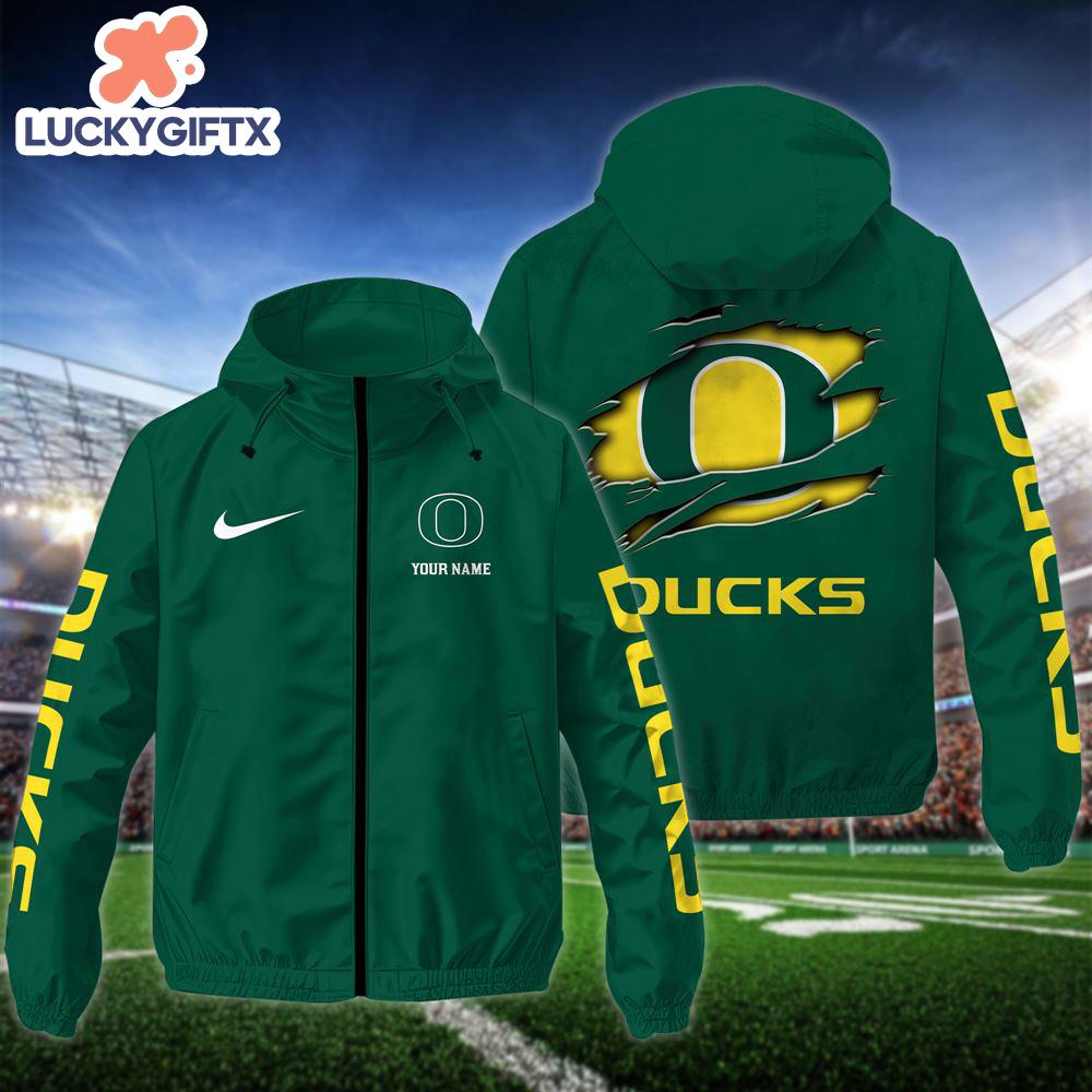 NCAA Oregon DucksCustom Name Windbreaker Outdoor Jacket For Fans