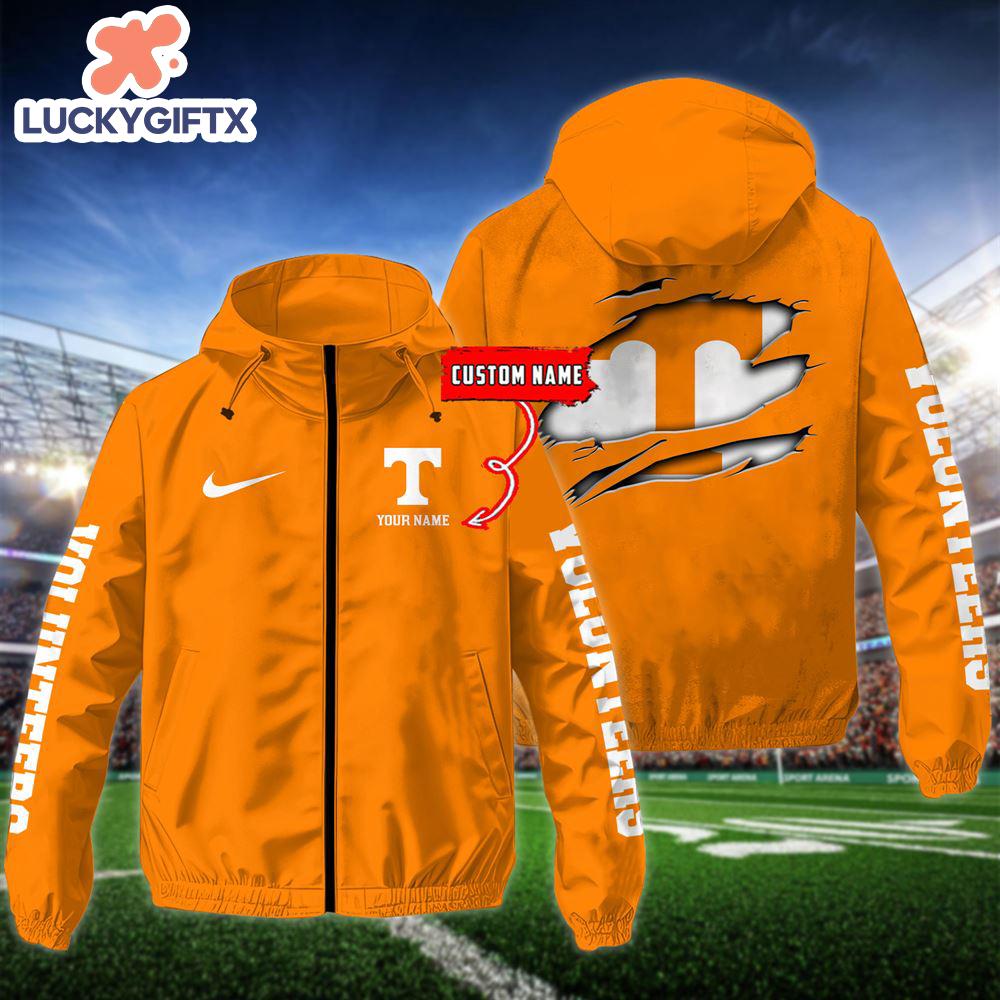 NCAA Tennessee Volunteers Football Windbreaker Outdoor Jacket – Custom Name