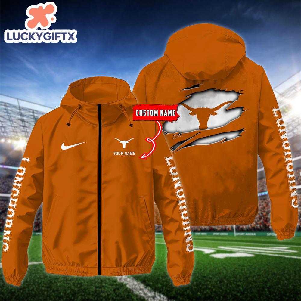 NCAA Texas Longhorns Football Windbreaker Outdoor Jacket – Custom Name