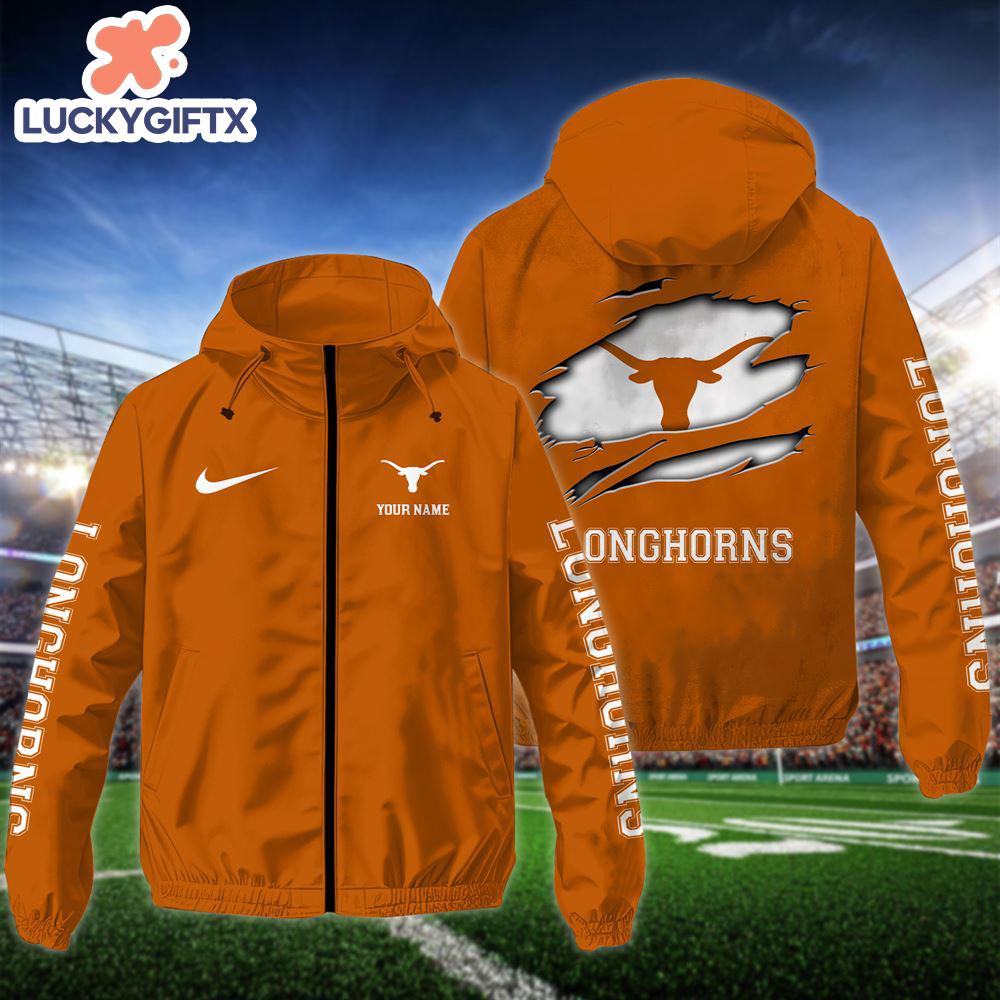 NCAA Texas LonghornsCustom Name Windbreaker Outdoor Jacket For Fans