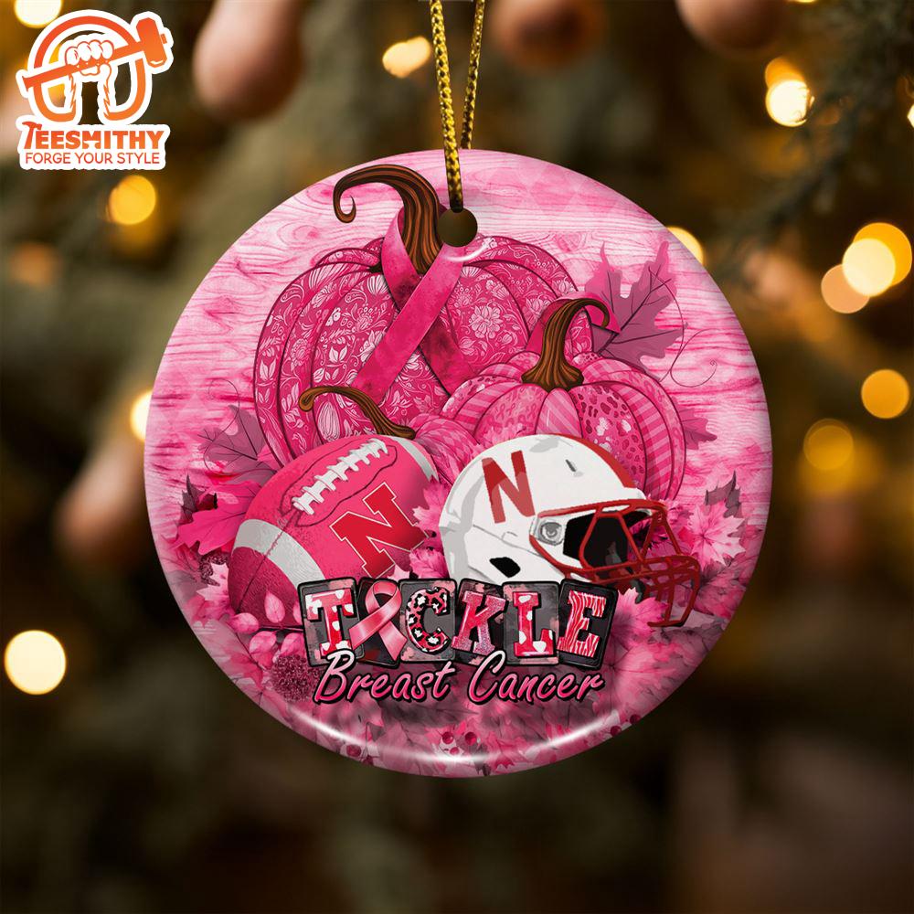 Nebraska Cornhuskers  Breast Cancer And Sport Team Ceramic Ornament – Breast Cancer Ornament