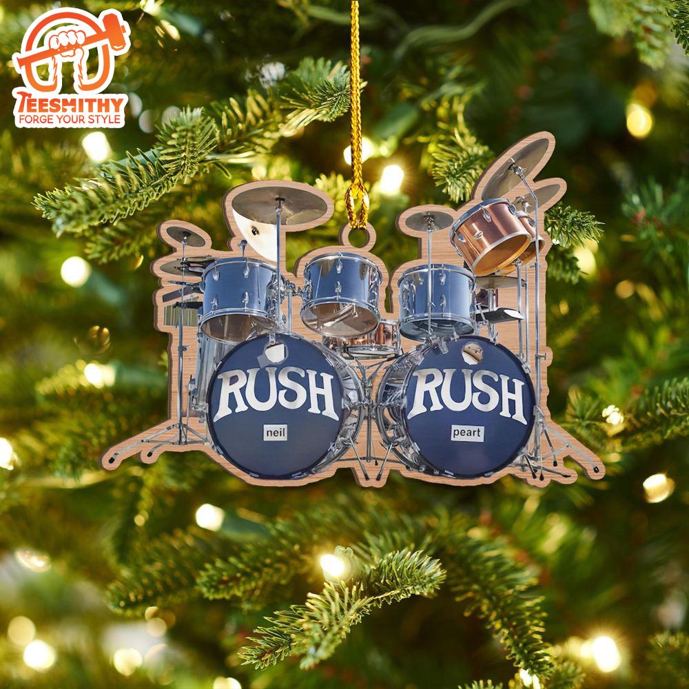 Christmas 2024  Neil Pearts Original RUSH Drum Set 2-side Printed Wood Ornament