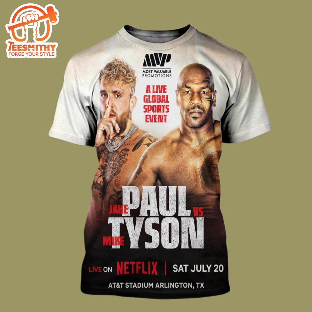 Netflix Will Host Their First Ever Boxing Event On July 20 Jake Paul Versus Mike Tyson All Over Print Shirt