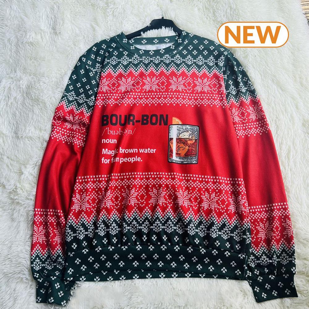 New 2024 Bourbon Noun  Ugly Christmas Sweater Shirt, Sweatshirt