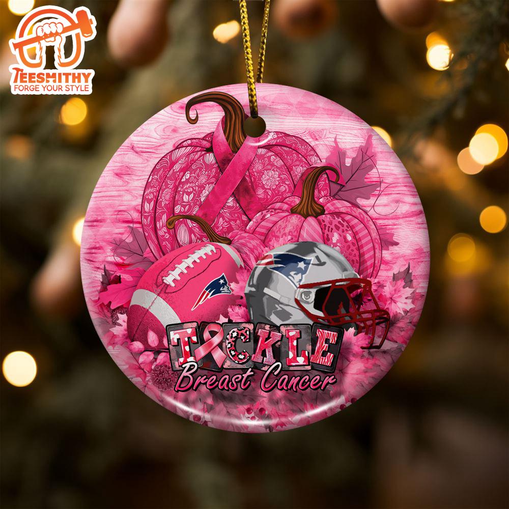 New England Patriots  Breast Cancer And Sport Team Ceramic Ornament  – Breast Cancer Ornament