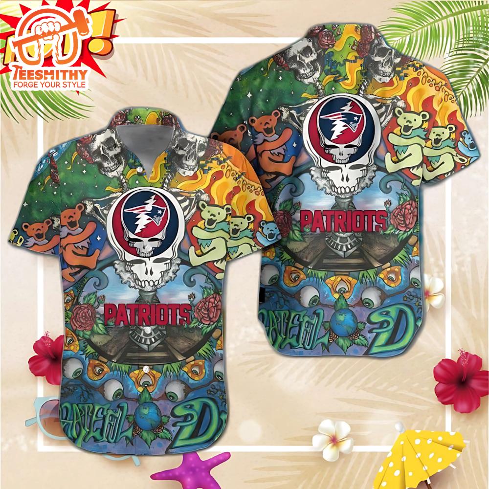 New England Patriots Grateful Dead NFL Hawaiian Shirt