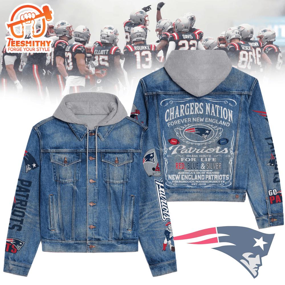 New England Patriots Men’s Premium Hooded Denim Jacket V2