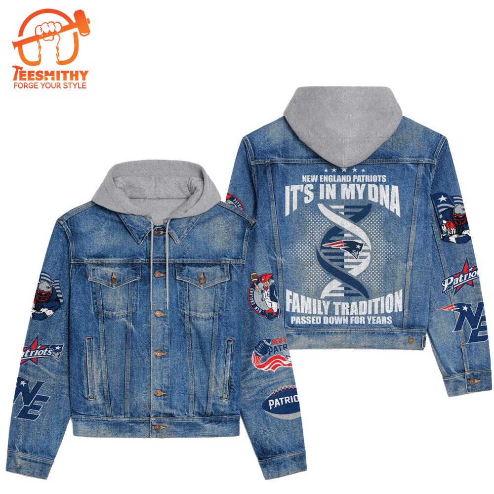 New England Patriots Men’s Premium Hooded Denim Jacket Version 1