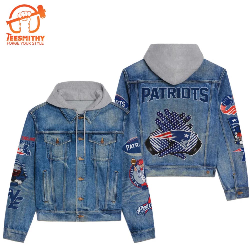 New England Patriots Premium Hooded Denim Jacket Version 2