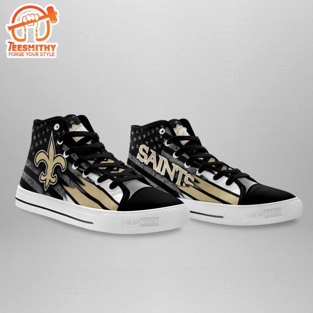 New Orleans Saints High Top Shoes Custom American Flag Sneakers