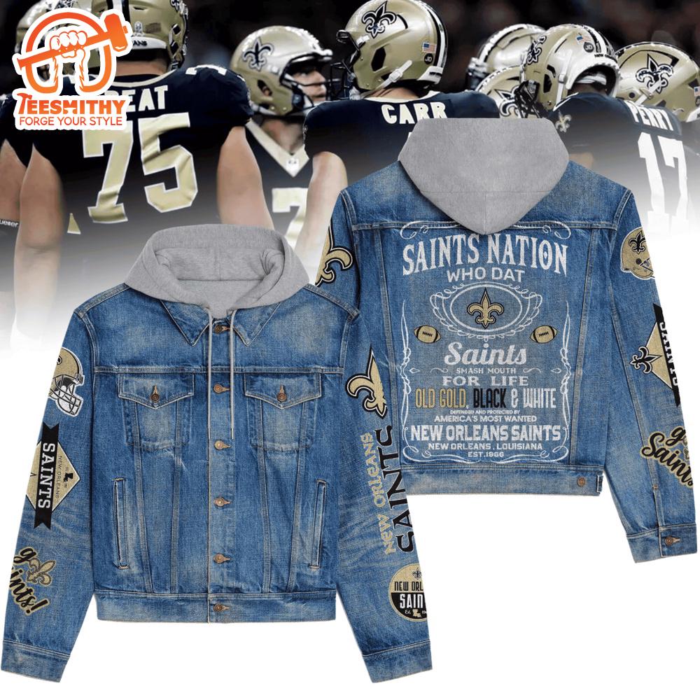 New Orleans Saints Men’s Premium Hooded Denim Jacket