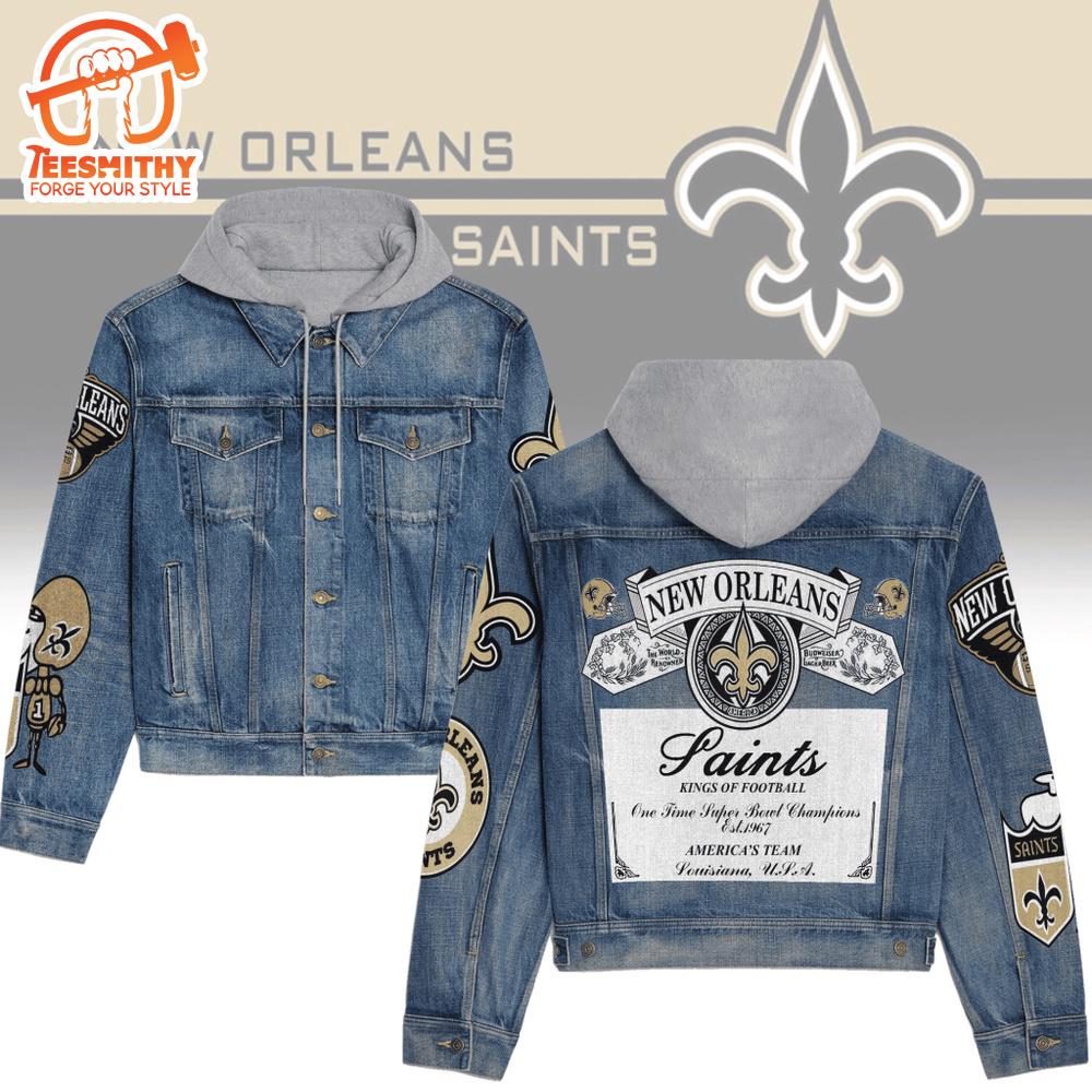 New Orleans Saints Premium Hooded Denim Jacket