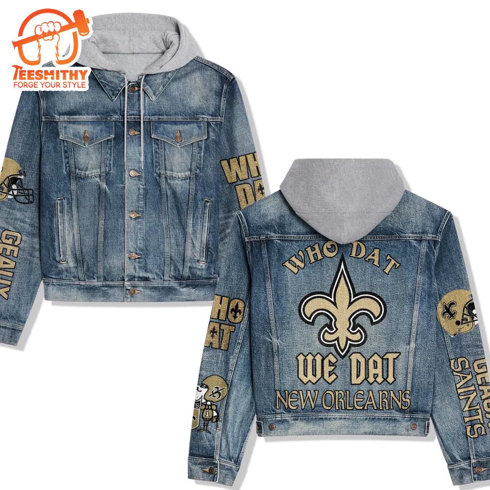 New Orleans Saints Premium Hooded Denim Jacket Version 2