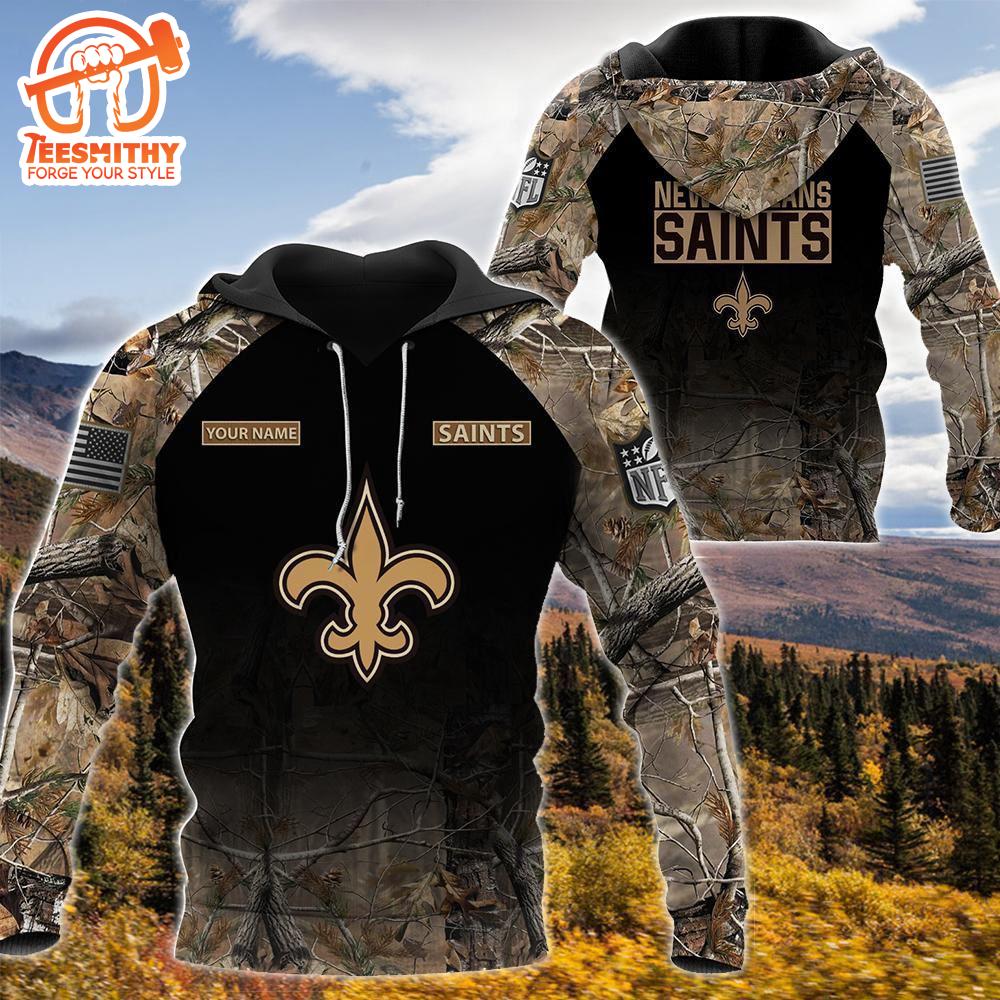 New Orleans Saintspersonalized Your Name Hunting Camo Hoodie  Gift Christmas